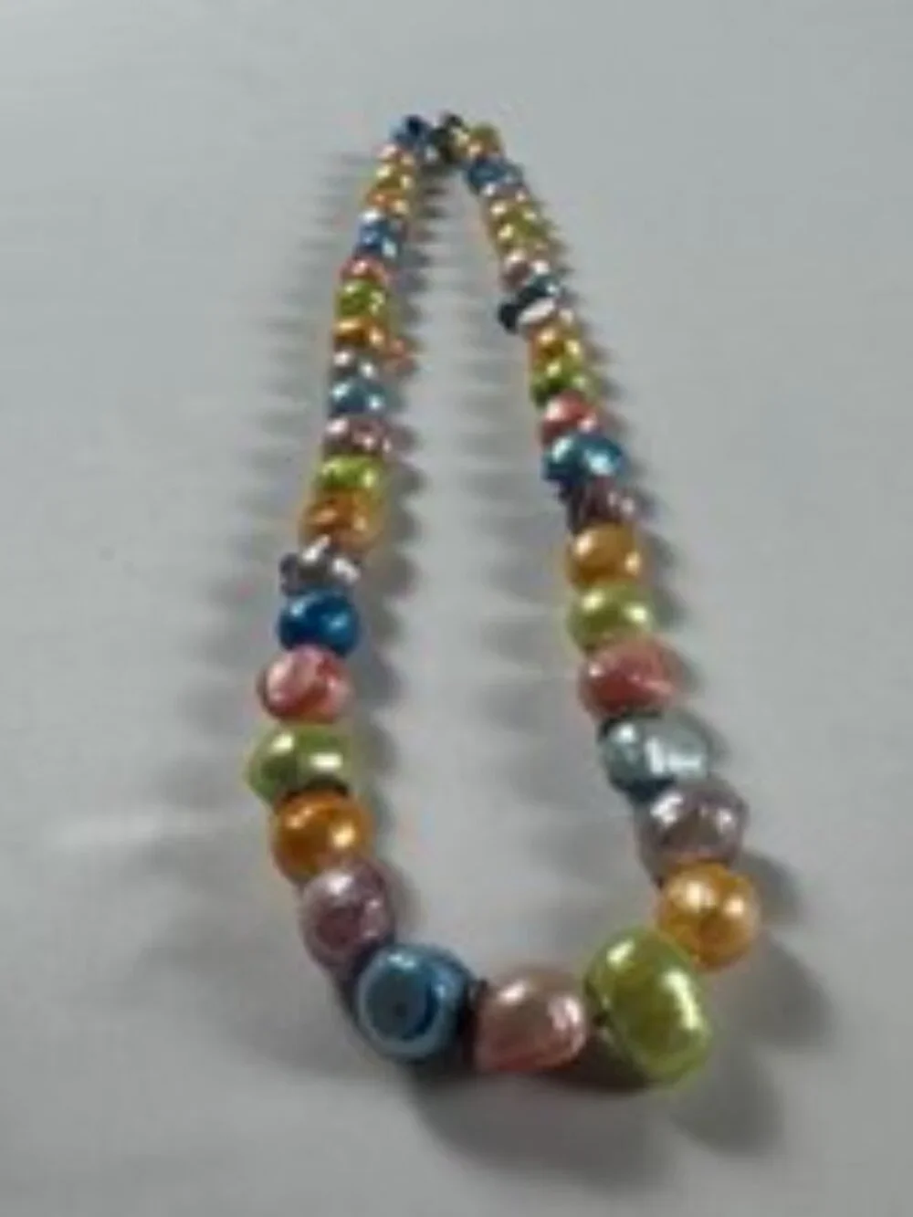 Vintage Multicolor Pearl Necklace Genuine Baroque Freshwater Dyed Magnetic Clasp